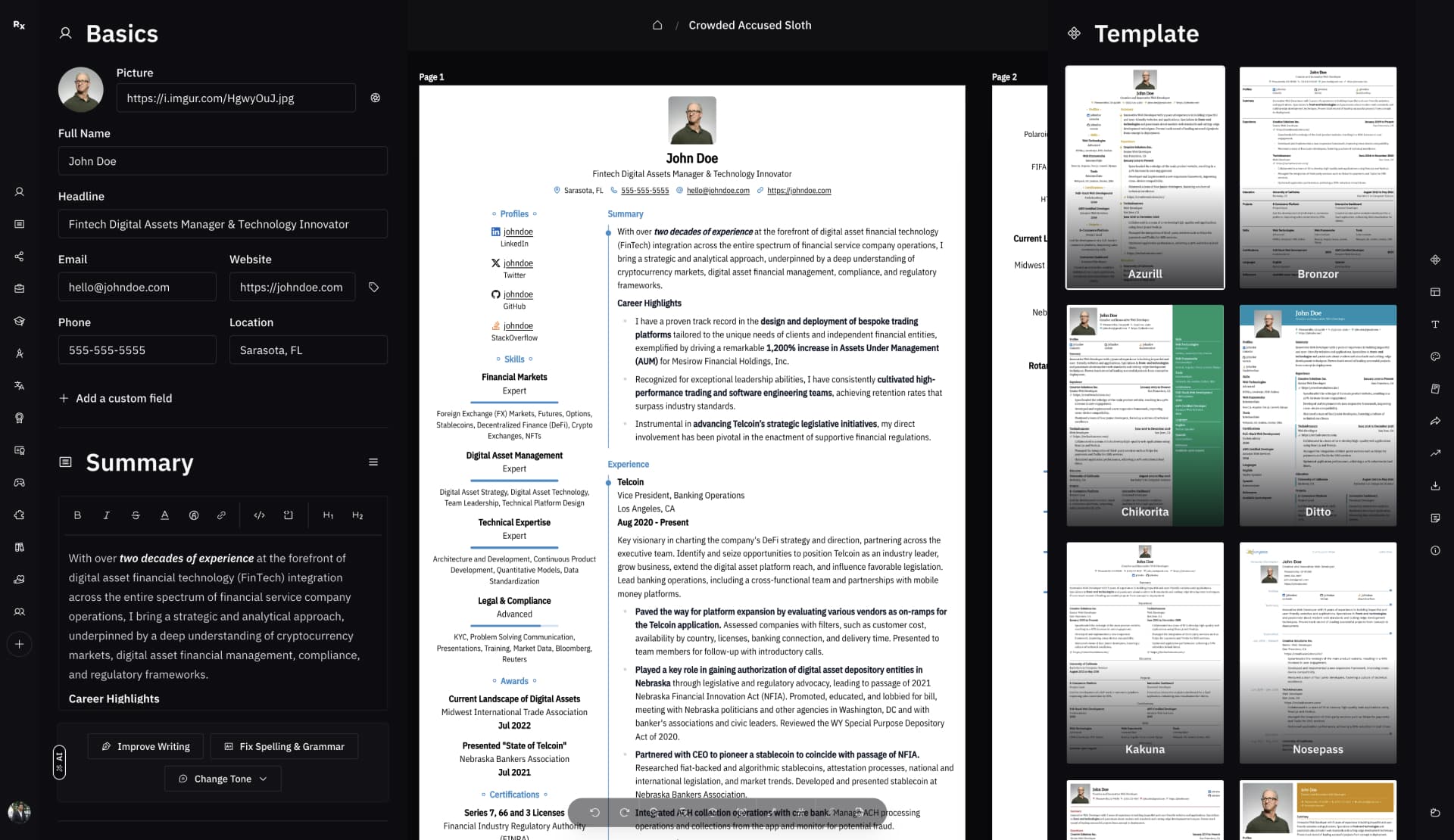 Resume Builder Preview